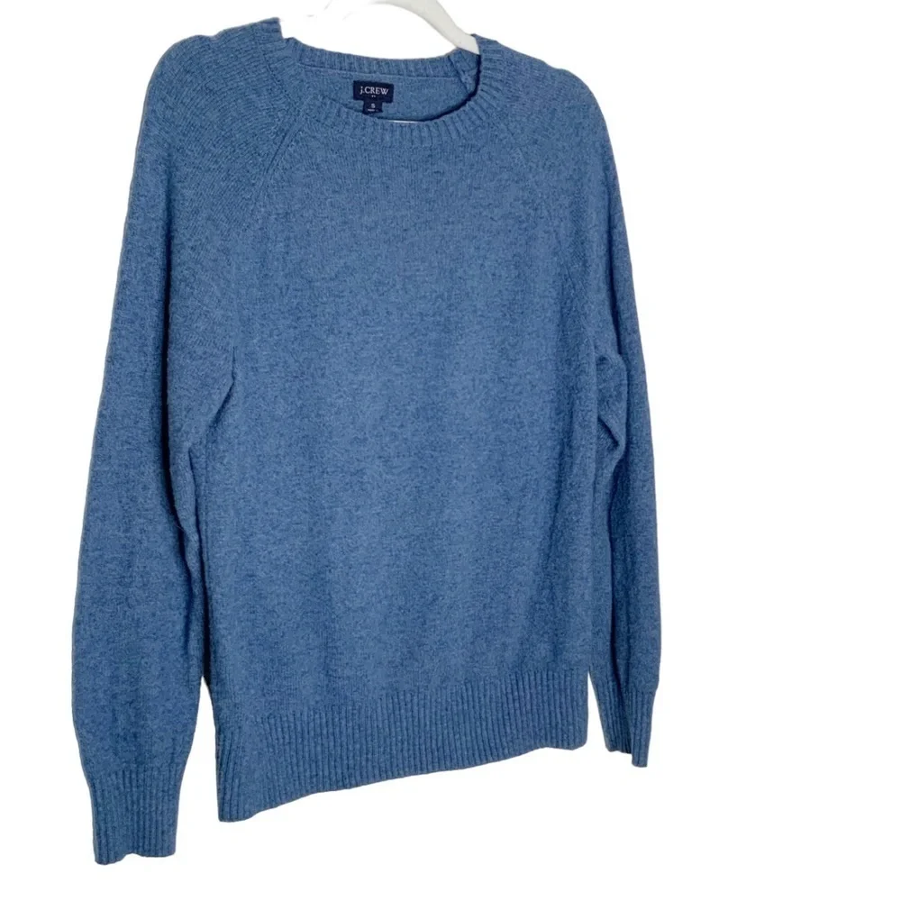 J. Crew- blue long sleeve lambs wool mixed fabric sweater. Size S